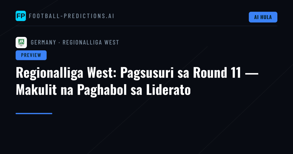 Regionalliga West: Pagsusuri sa Round 11 — Makulit na Paghabol sa Liderato