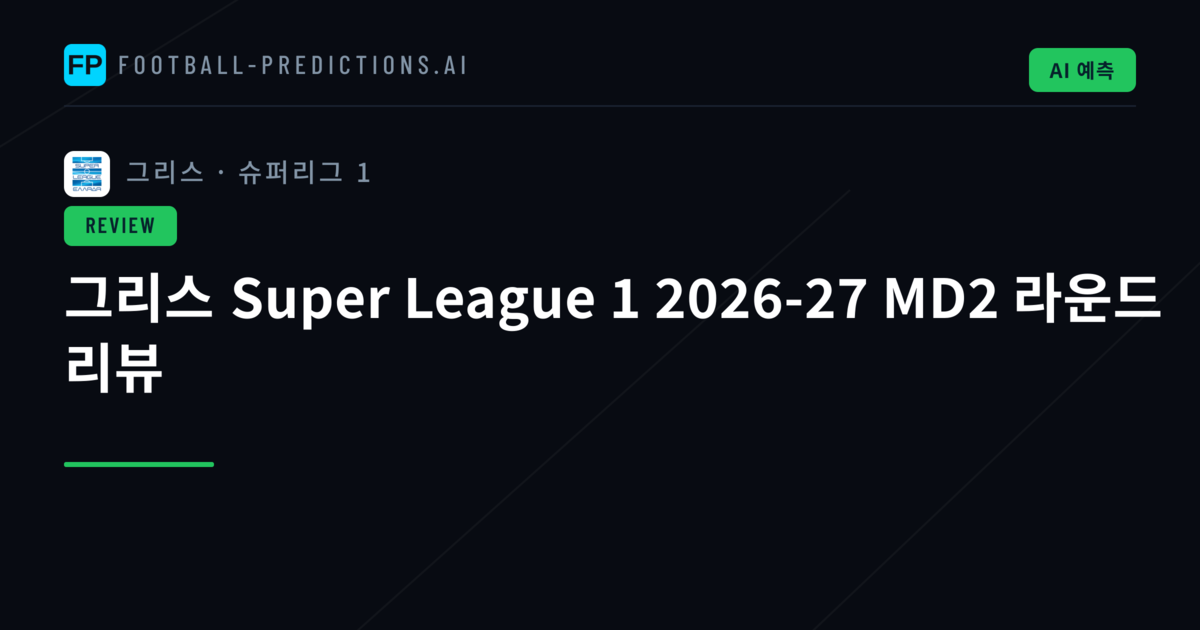 그리스 Super League 1 2026-27 MD2 라운드 리뷰