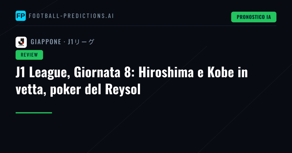 J1 League, Giornata 8: Hiroshima e Kobe in vetta, poker del Reysol