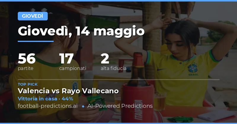 Pronostici Calcio Giovedì 14 Maggio 2026