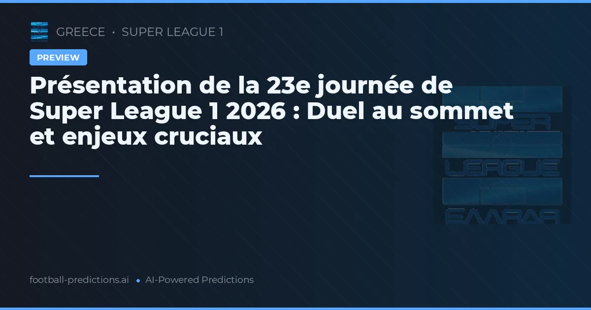 Présentation de la 23e journée de Super League 1 2026 : Duel au sommet et enjeux cruciaux