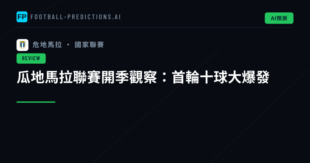 瓜地馬拉聯賽開季觀察：首輪十球大爆發