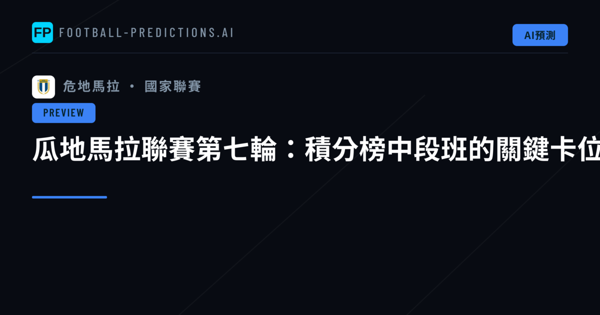 瓜地馬拉聯賽第七輪：積分榜中段班的關鍵卡位戰