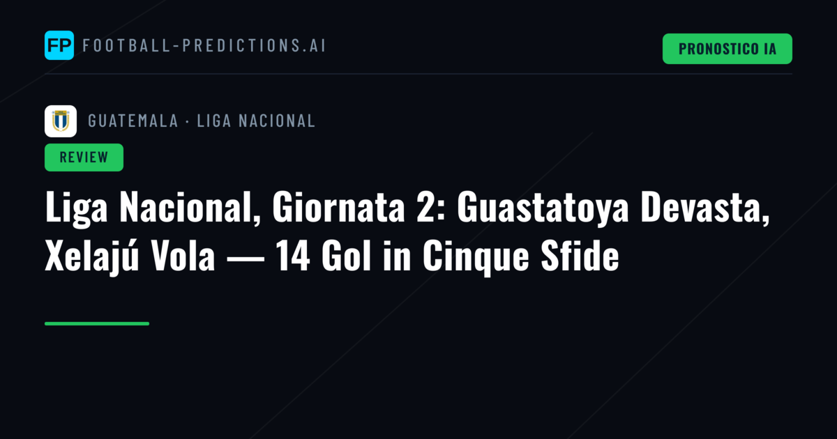 Liga Nacional, Giornata 2: Guastatoya Devasta, Xelajú Vola — 14 Gol in Cinque Sfide