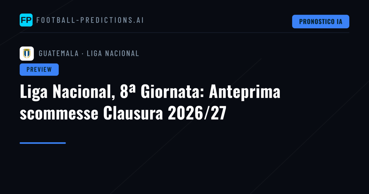 Liga Nacional, 8ª Giornata: Anteprima scommesse Clausura 2026/27