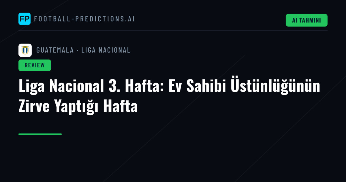 Liga Nacional 3. Hafta: Ev Sahibi Üstünlüğünün Zirve Yaptığı Hafta