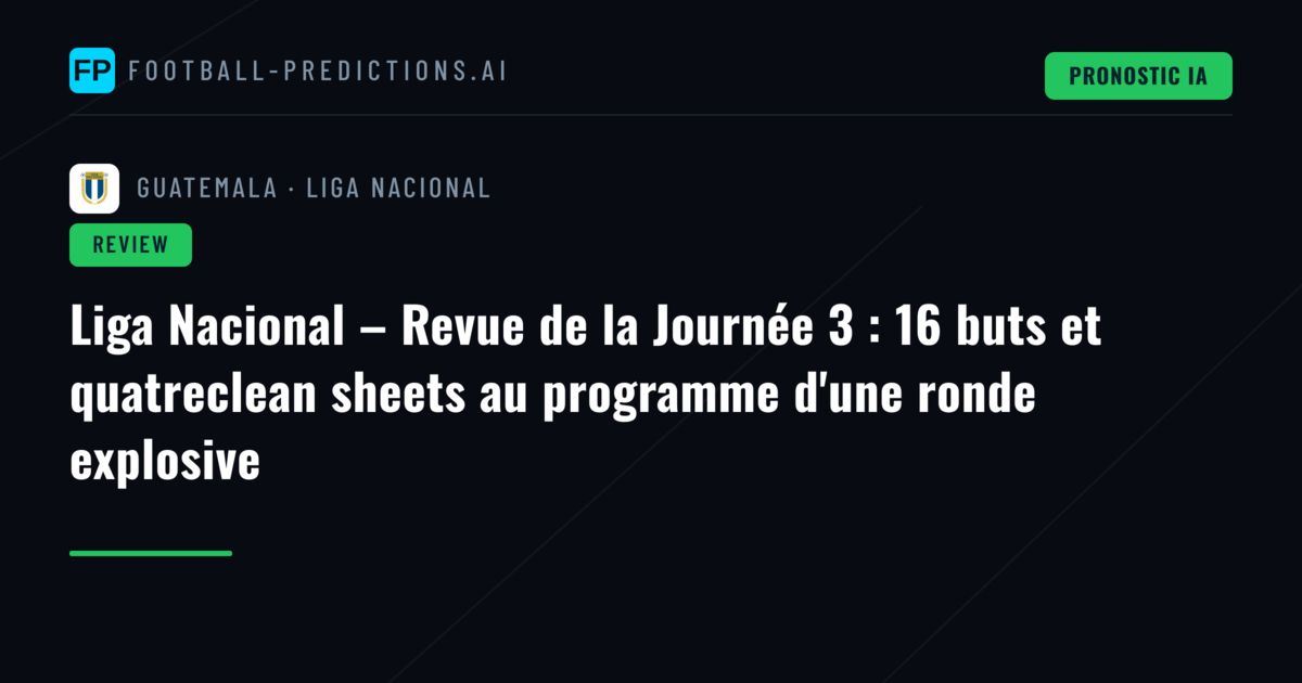 Liga Nacional – Revue de la Journée 3 : 16 buts et quatreclean sheets au programme d'une ronde explosive