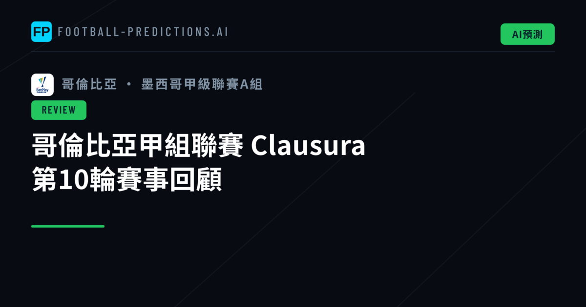 哥倫比亞甲組聯賽 Clausura 第10輪賽事回顧