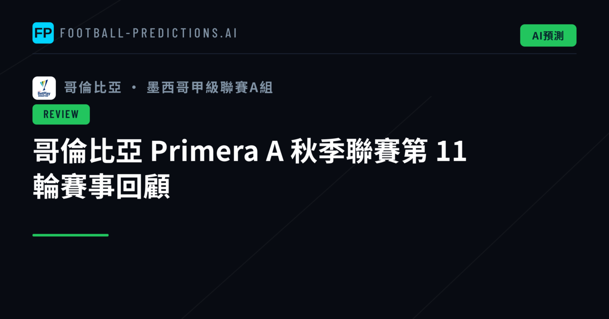 哥倫比亞 Primera A 秋季聯賽第 11 輪賽事回顧