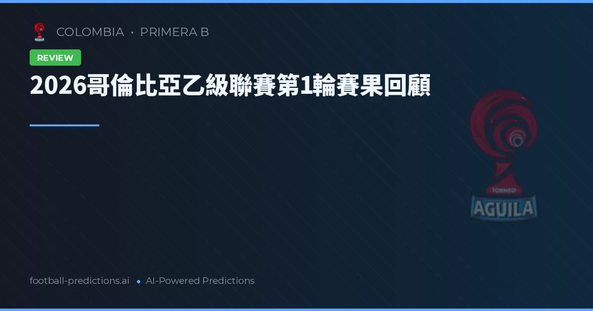 2026哥倫比亞乙級聯賽第1輪賽果回顧