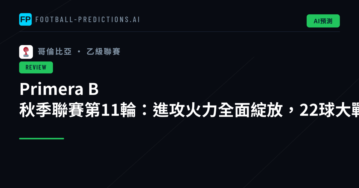 Primera B 秋季聯賽第11輪：進攻火力全面綻放，22球大戰顛覆投注格局