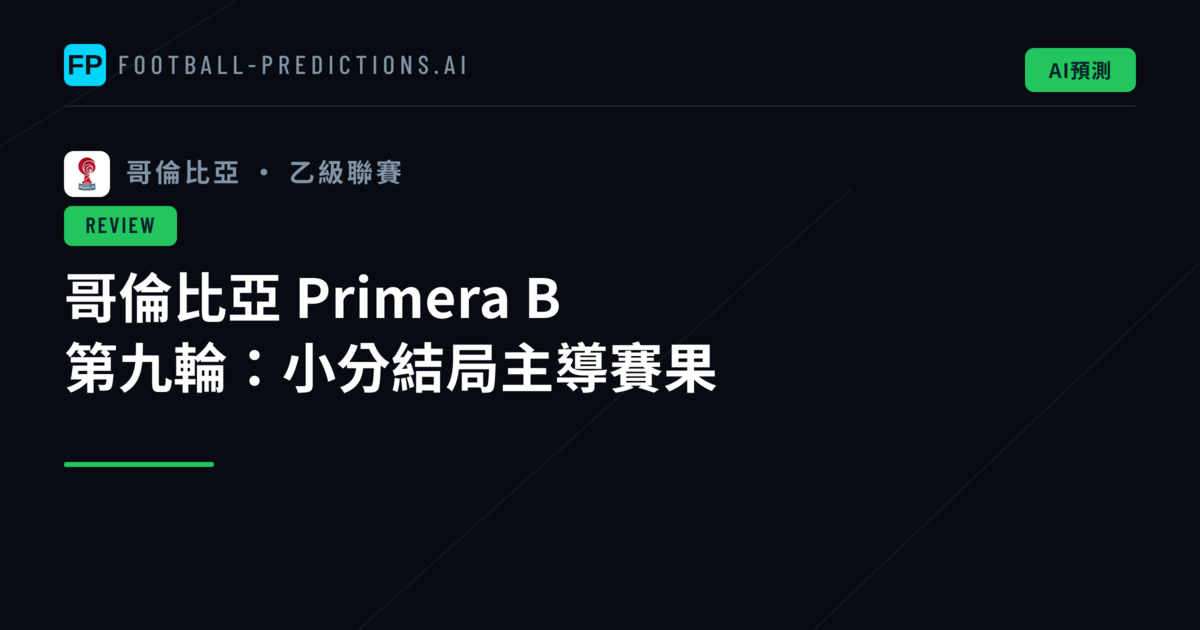 哥倫比亞 Primera B 第九輪：小分結局主導賽果