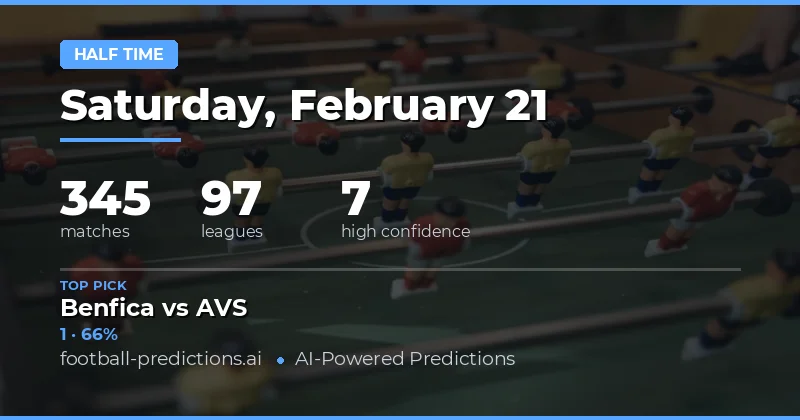 Half Time Result Predictions 21 Feb 2026