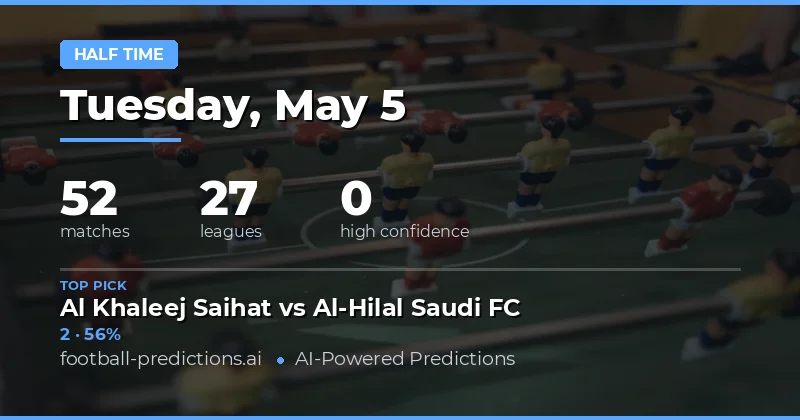 Half Time Result Preview for 5 May 2026