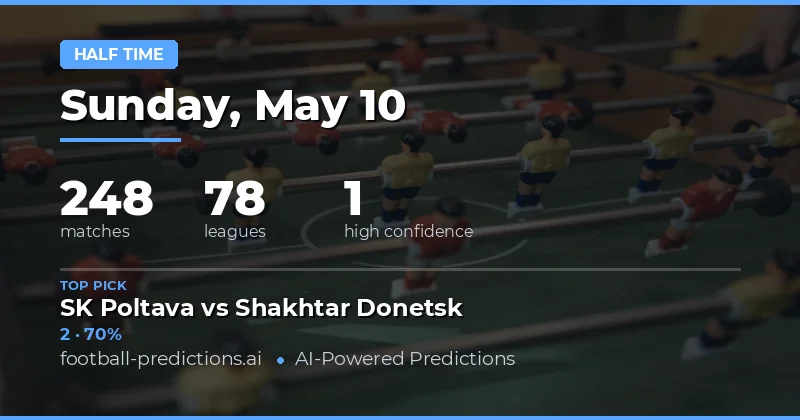 Half Time Result Predictions for 10 May 2026