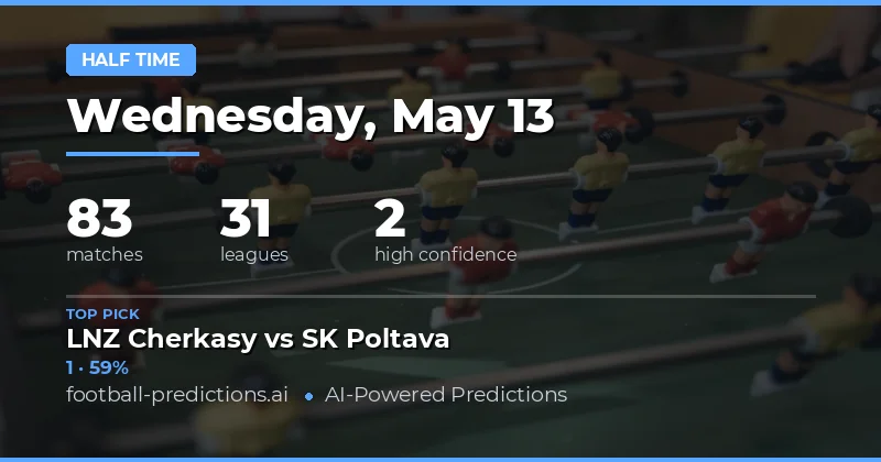 Half Time Result Preview: 13 May 2026