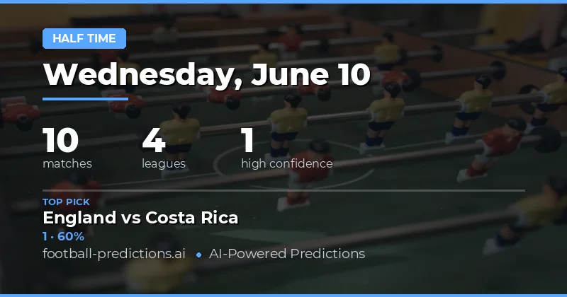 Top Half Time Result Picks for 10 Jun 2026