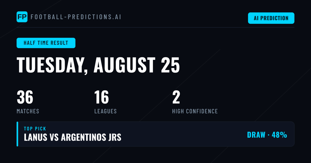 Top Half Time Result Picks for 25 Aug 2026