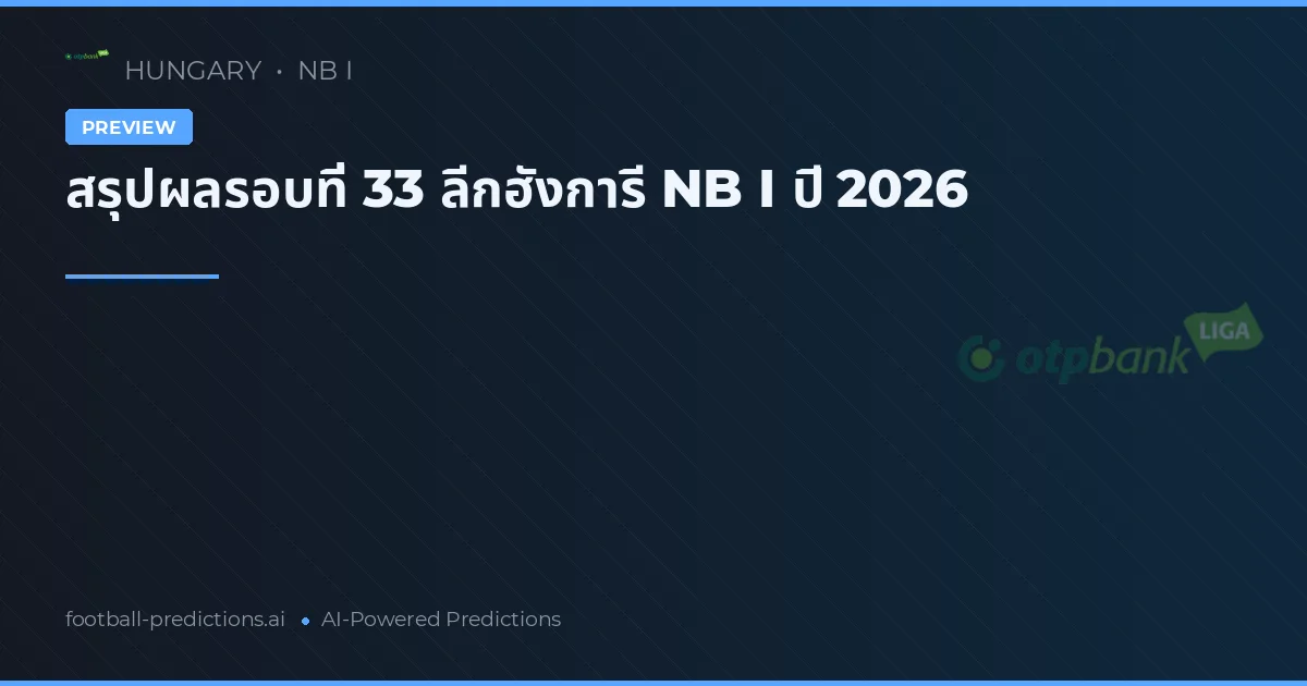 สรุปผลรอบที่ 33 ลีกฮังการี NB I ปี 2026