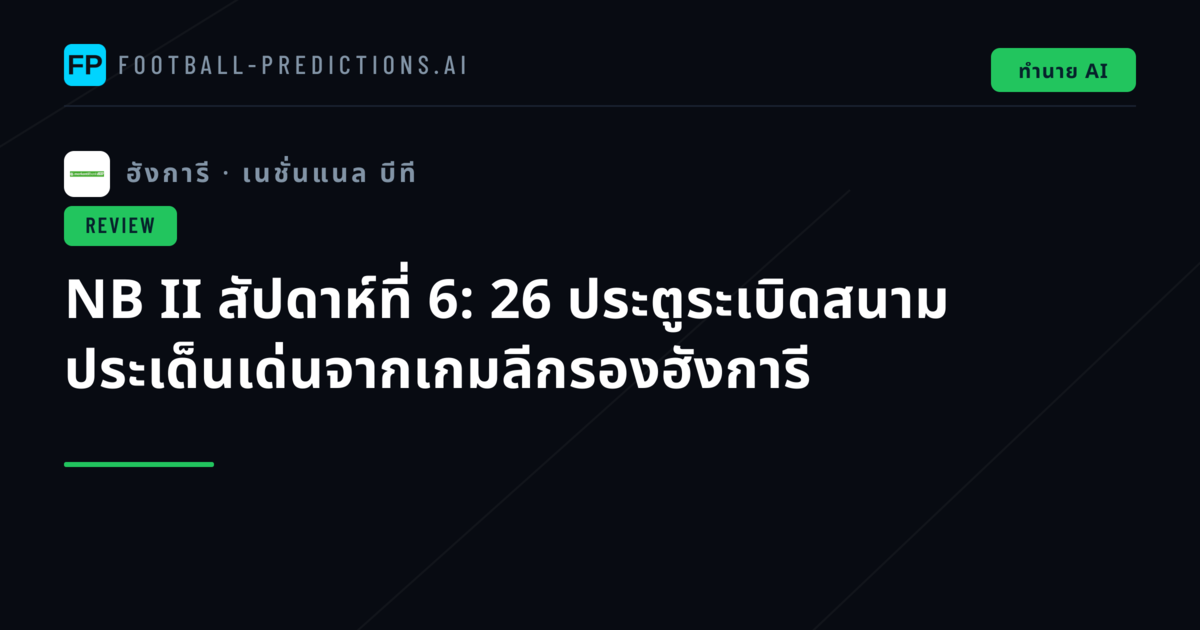 NB II สัปดาห์ที่ 6: 26 ประตูระเบิดสนาม ประเด็นเด่นจากเกมลีกรองฮังการี
