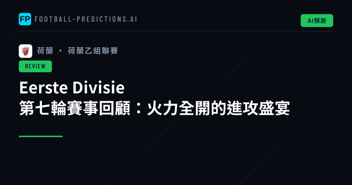 Eerste Divisie 第七輪賽事回顧:火力全開的進攻盛宴