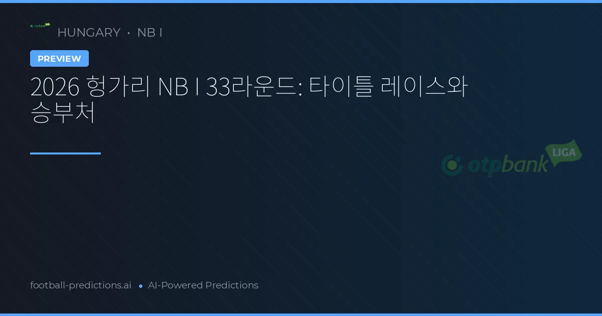 2026 헝가리 NB I 33라운드: 타이틀 레이스와 승부처
