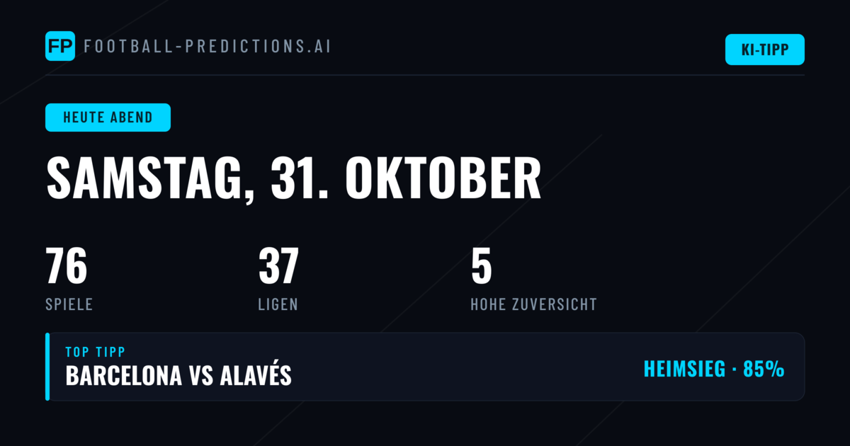 Fußball Tipps & Vorhersagen — Samstag, 31. Oktober, 2026