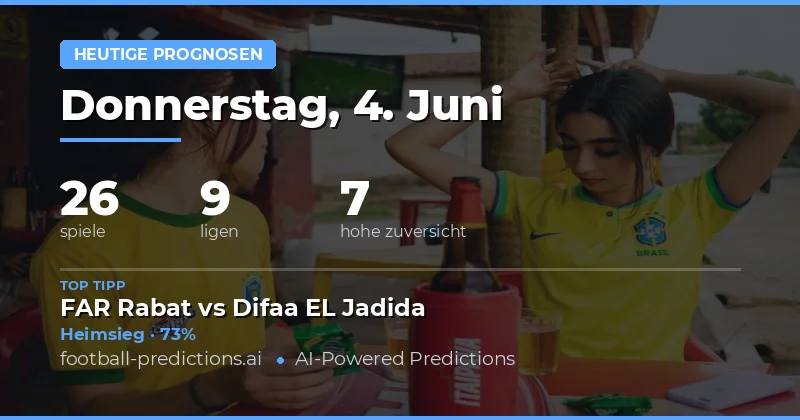 Donnerstag, 4. Juni 2026: Wettanalysen für den heutigen Spieltag