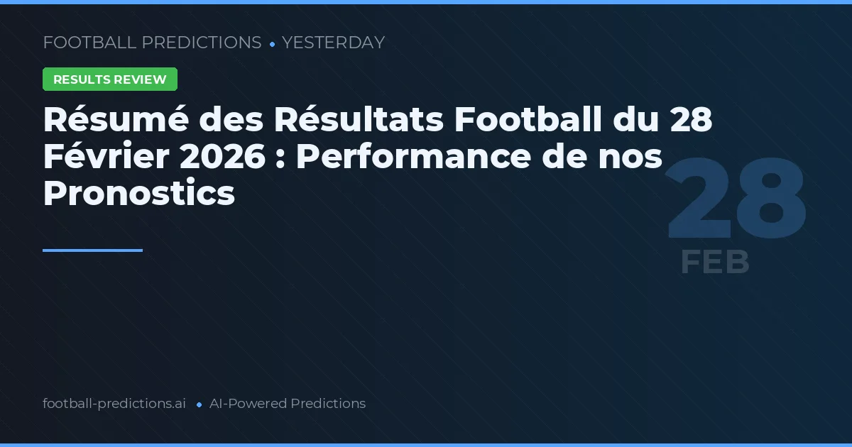 Résumé des Résultats Football du 28 Février 2026 : Performance de nos Pronostics