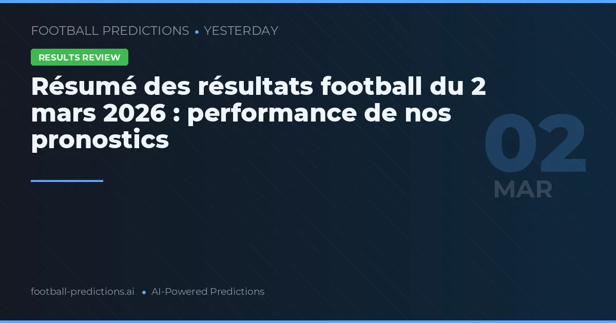 Résumé des résultats football du 2 mars 2026 : performance de nos pronostics