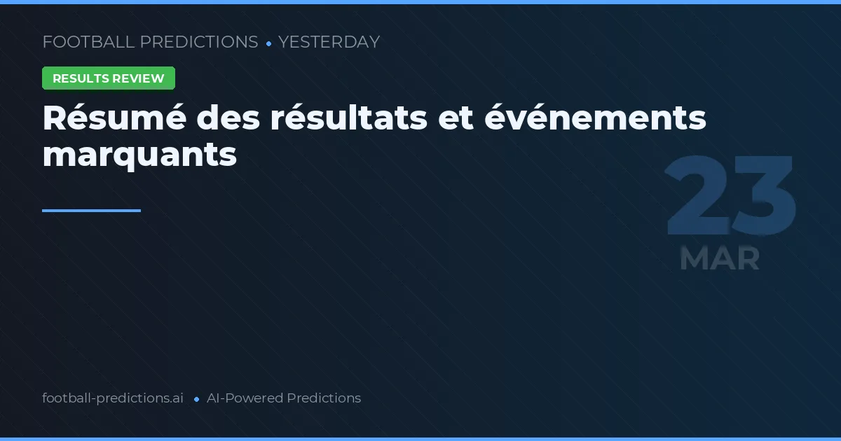 Résumé des résultats et événements marquants
