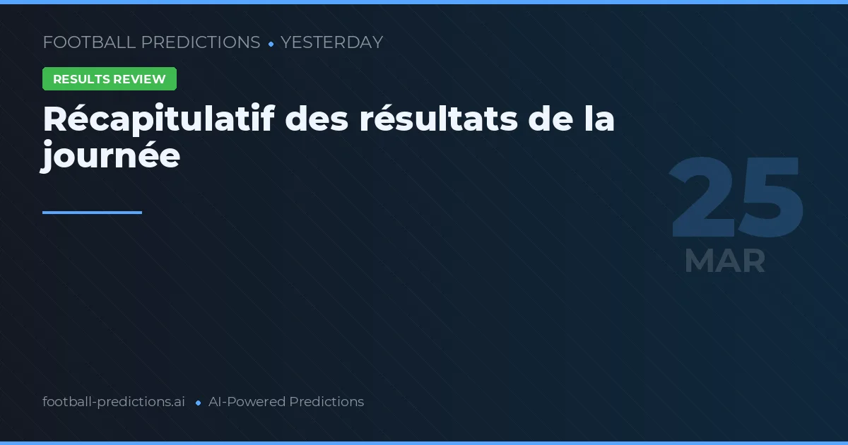 Récapitulatif des résultats de la journée