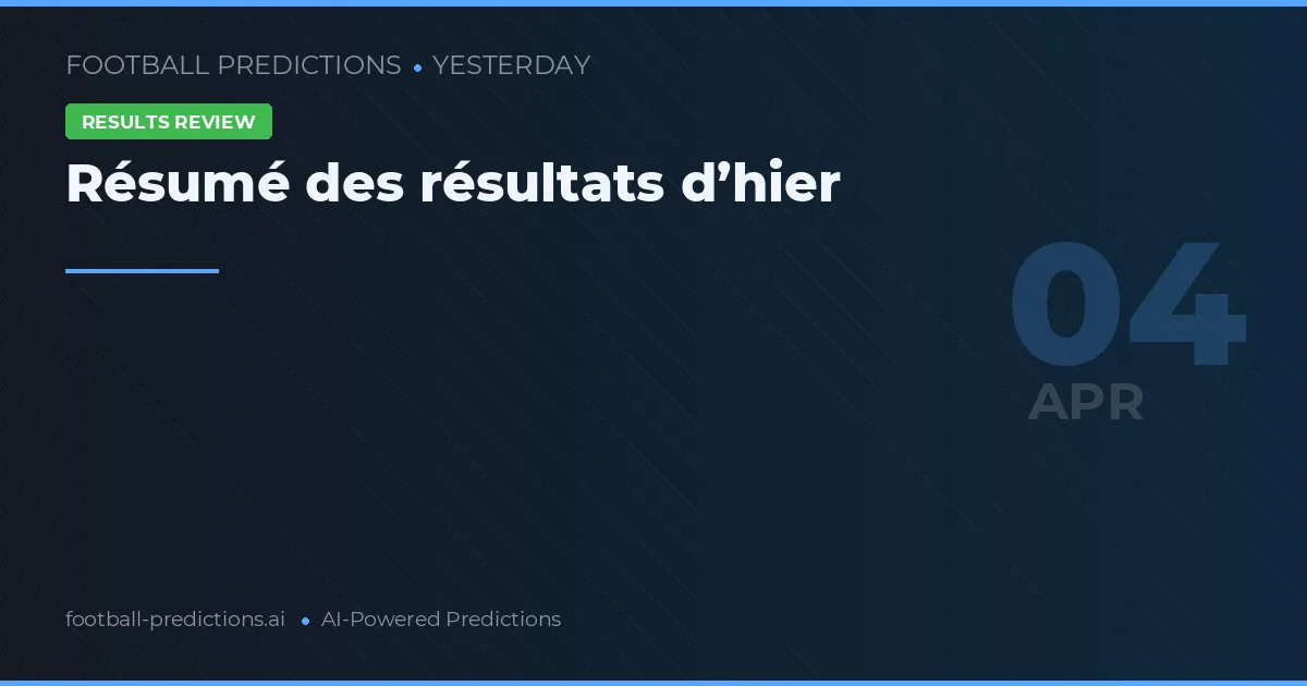 Résumé des résultats d’hier