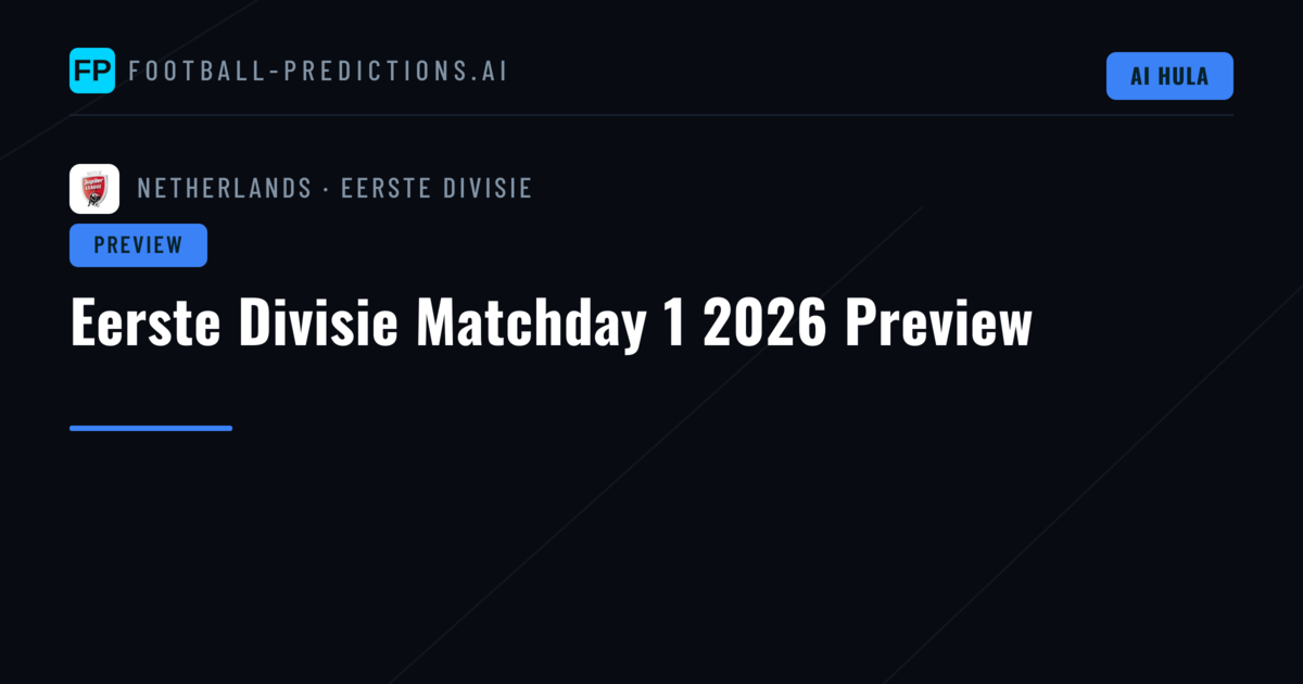 Eerste Divisie Matchday 1 2026 Preview