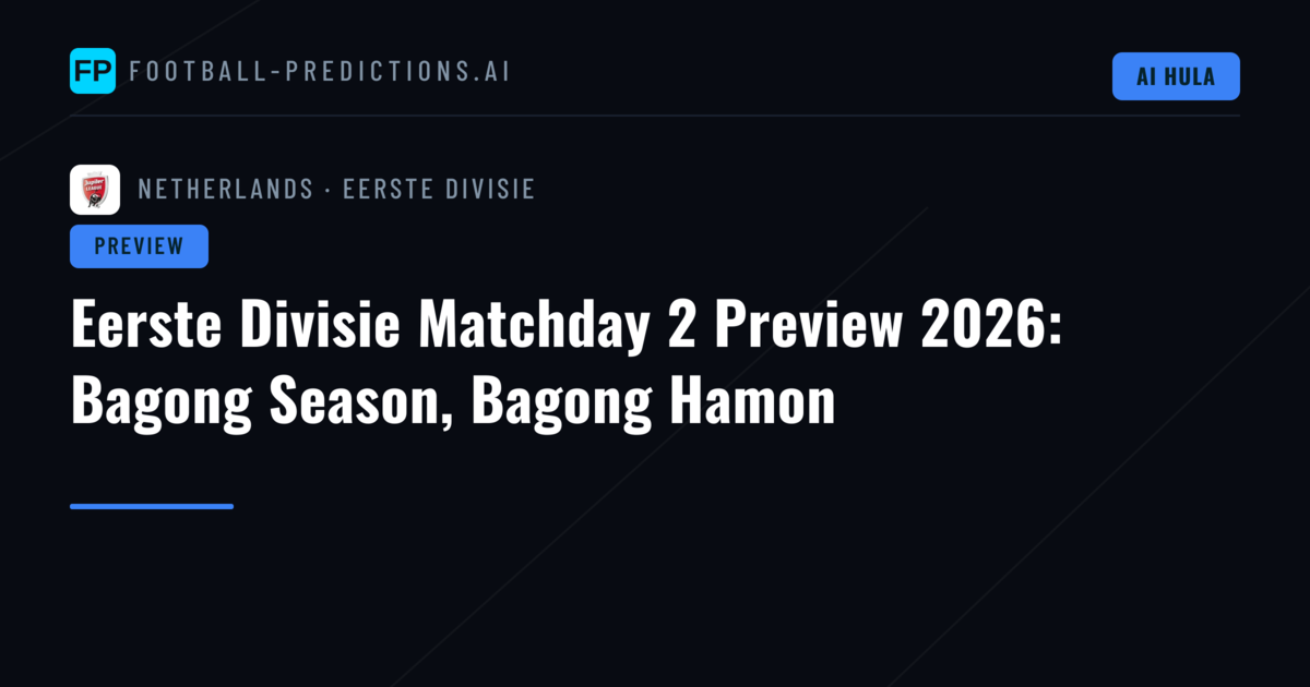 Eerste Divisie Matchday 2 Preview 2026: Bagong Season, Bagong Hamon