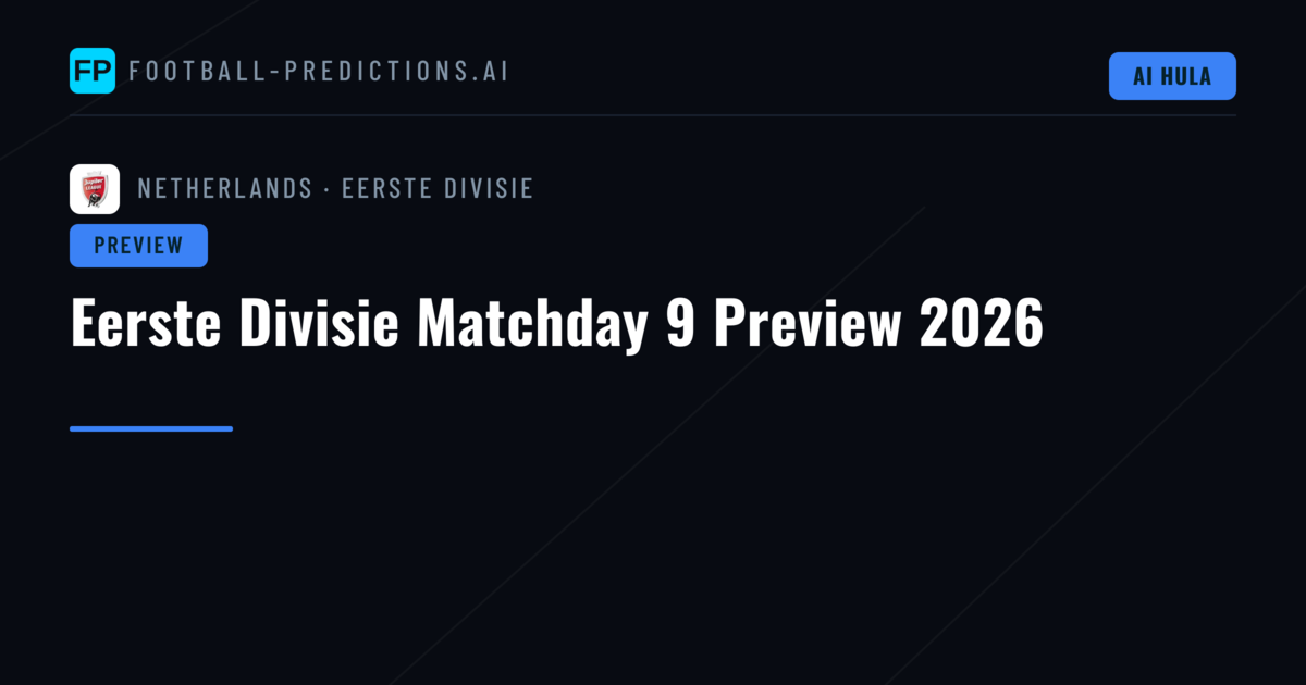 Eerste Divisie Matchday 9 Preview 2026