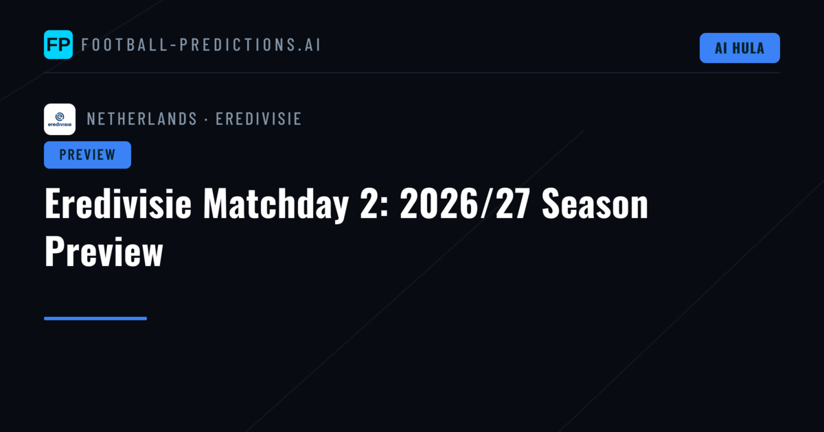 Eredivisie Matchday 2: 2026/27 Season Preview