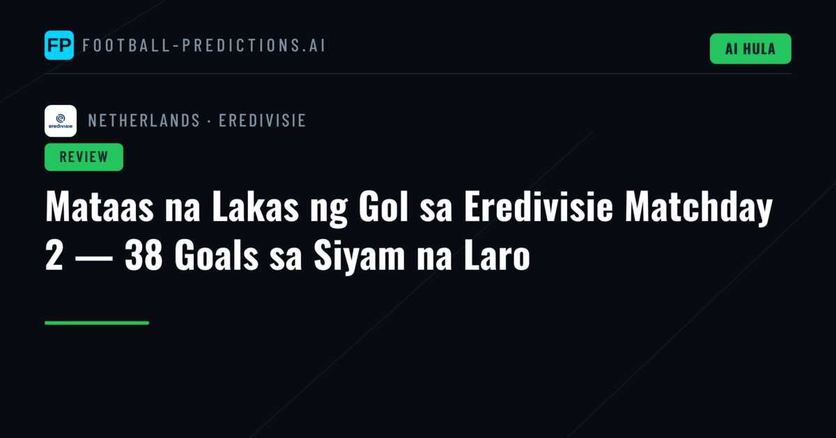 Mataas na Lakas ng Gol sa Eredivisie Matchday 2 — 38 Goals sa Siyam na Laro
