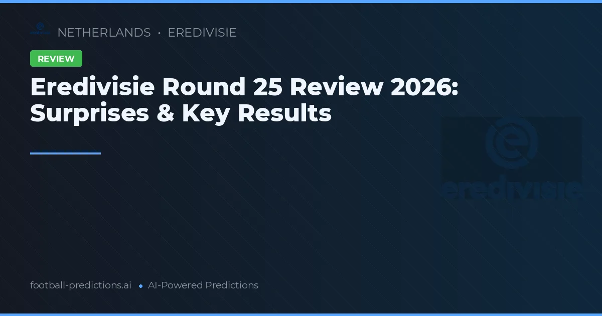 Eredivisie Round 25 Review 2026: Surprises & Key Results
