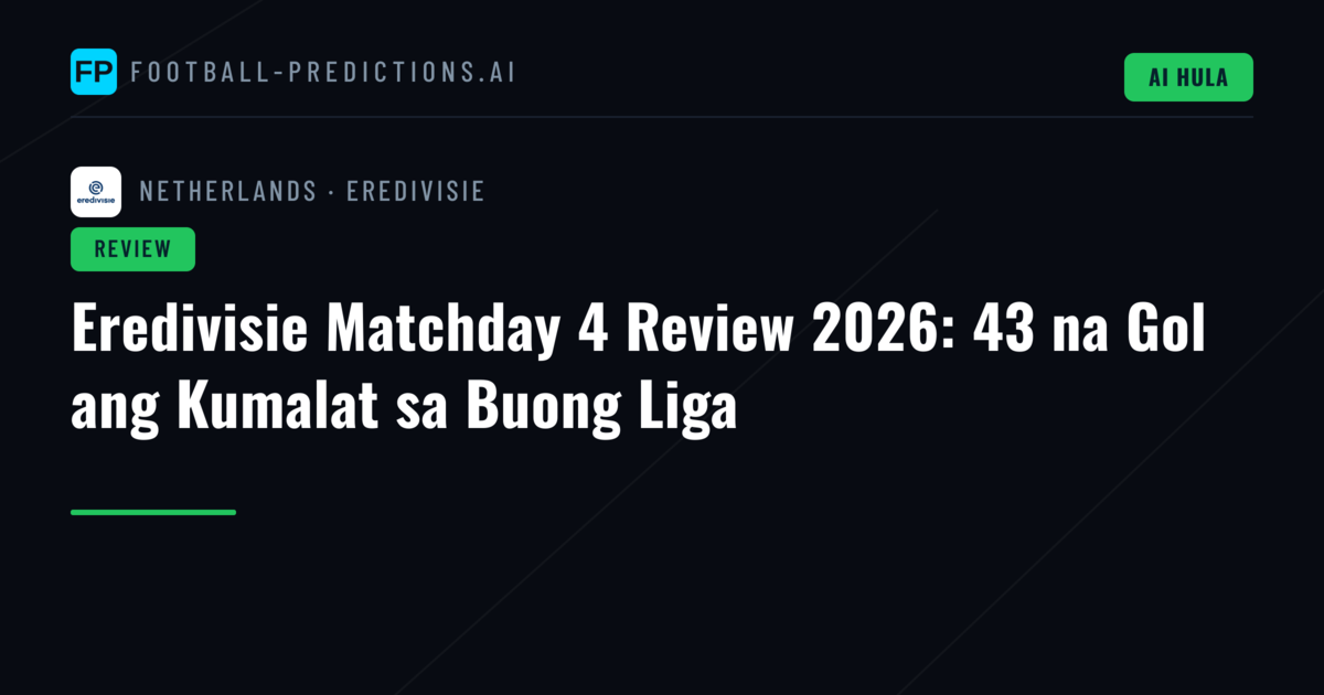 Eredivisie Matchday 4 Review 2026: 43 na Gol ang Kumalat sa Buong Liga