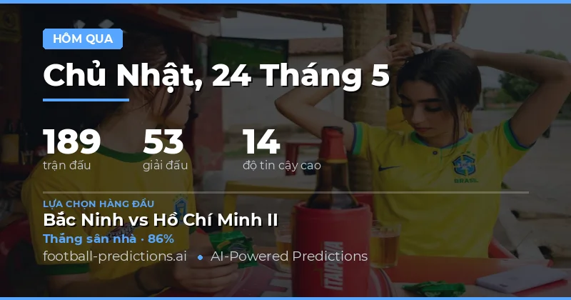 Tổng kết hiệu suất dự đoán bóng đá ngày 24 Tháng Năm 2026