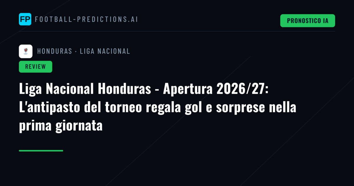 Liga Nacional Honduras - Apertura 2026/27: L'antipasto del torneo regala gol e sorprese nella prima giornata