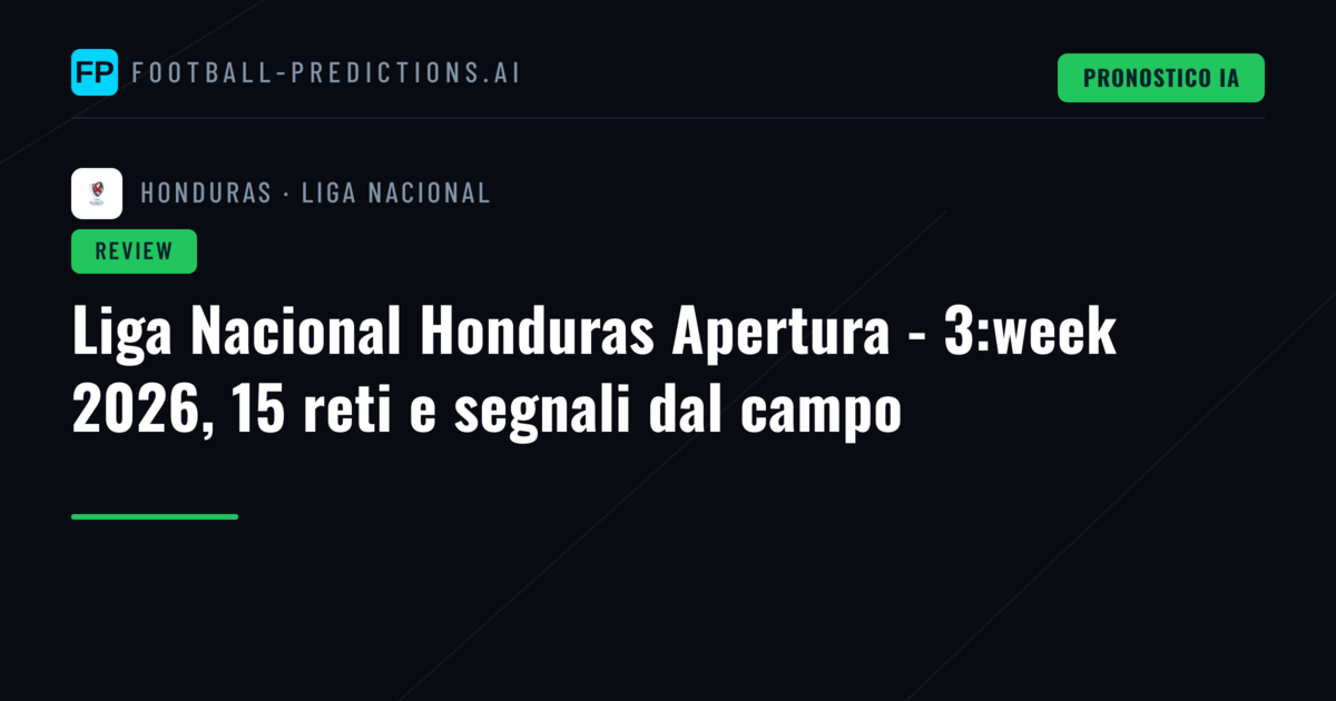 Liga Nacional Honduras Apertura - 3:week 2026, 15 reti e segnali dal campo
