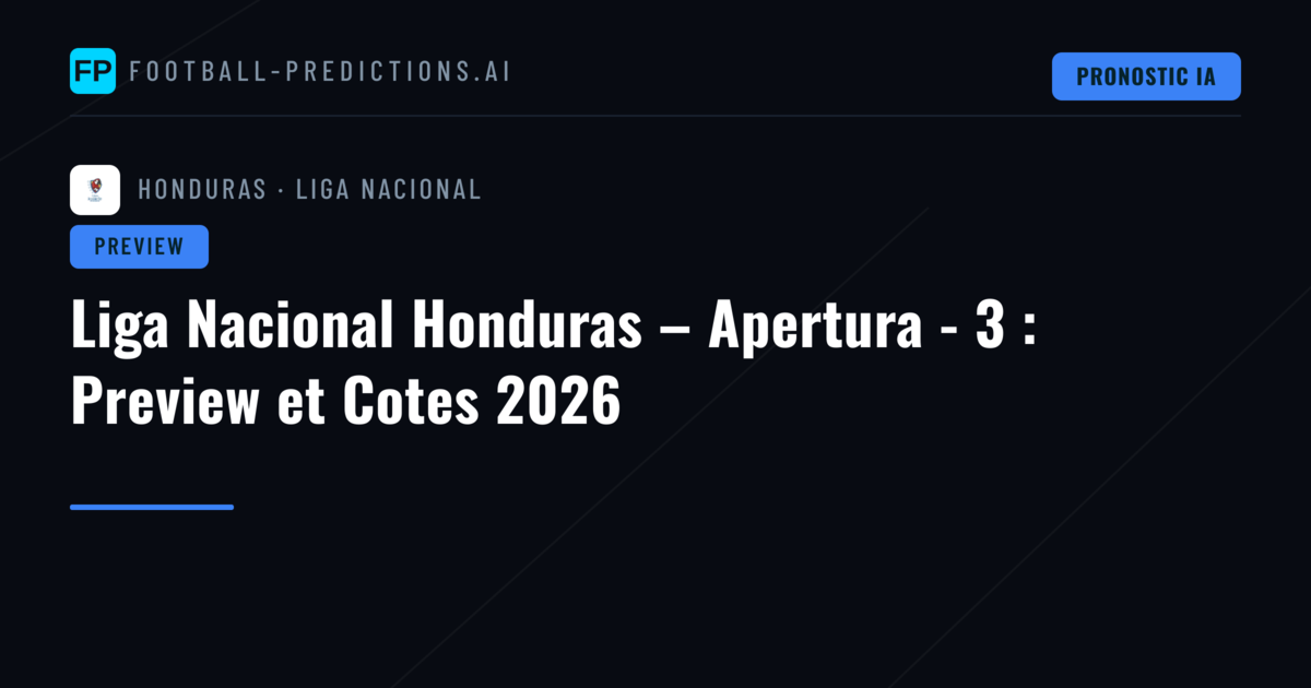 Liga Nacional Honduras – Apertura - 3 : Preview et Cotes 2026