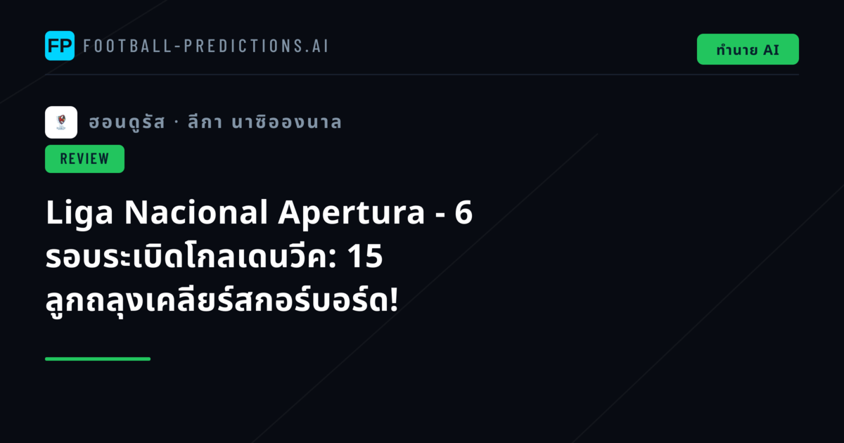 Liga Nacional Apertura - 6 รอบระเบิดโกลเดนวีค: 15 ลูกถลุงเคลียร์สกอร์บอร์ด!