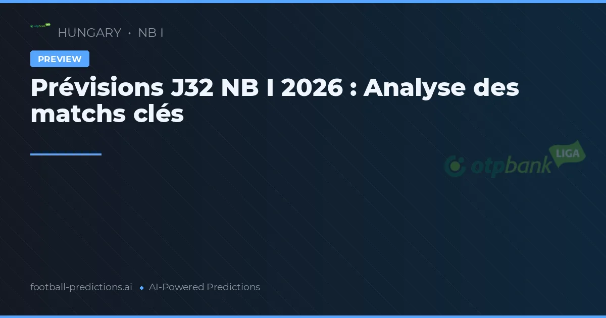 Prévisions J32 NB I 2026 : Analyse des matchs clés