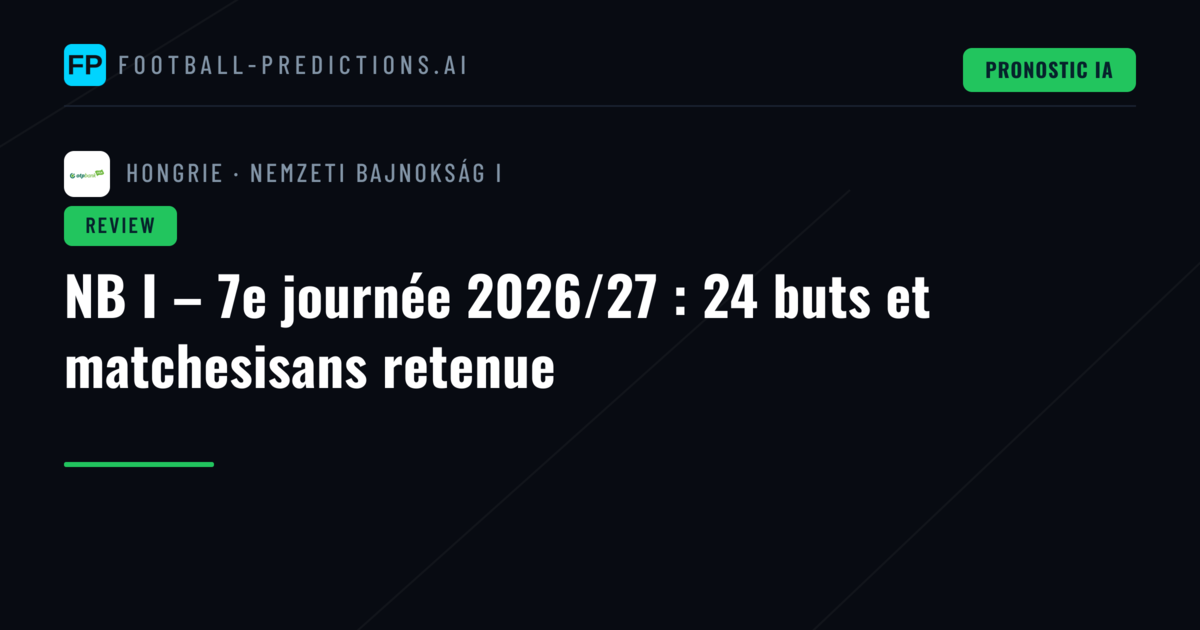 NB I – 7e journée 2026/27 : 24 buts et matchesisans retenue