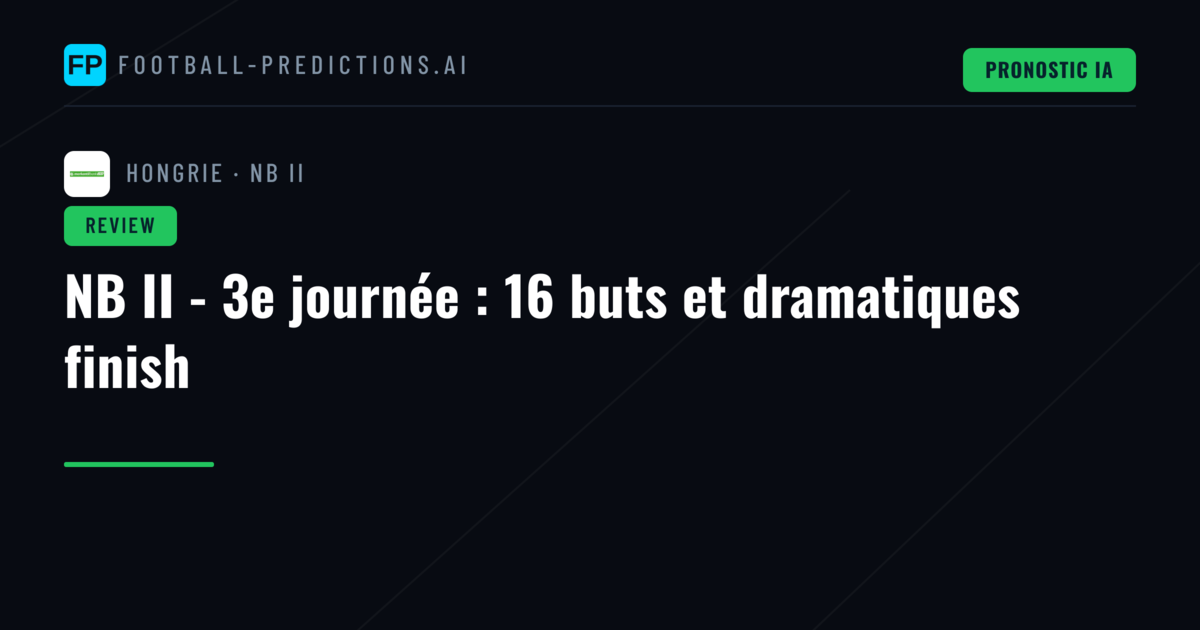 NB II - 3e journée : 16 buts et dramatiques finish