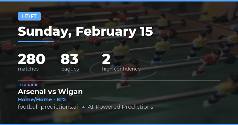 Half Time / Full Time Predictions 15 Feb 2026