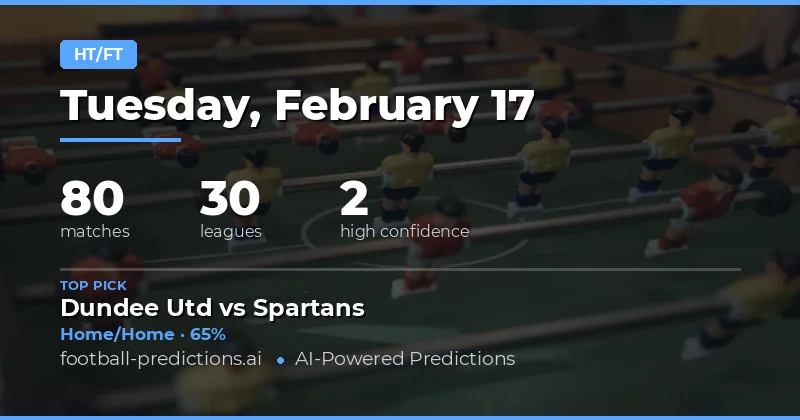 Half Time / Full Time Predictions 17 Feb 2026